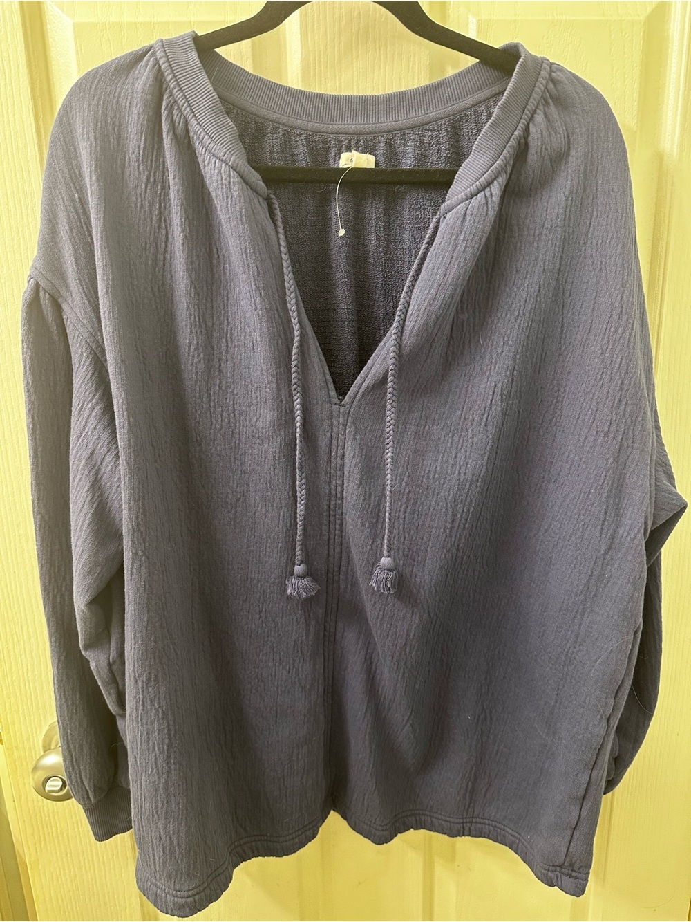 aerie Navy V-Neck Pullover with Drawstring